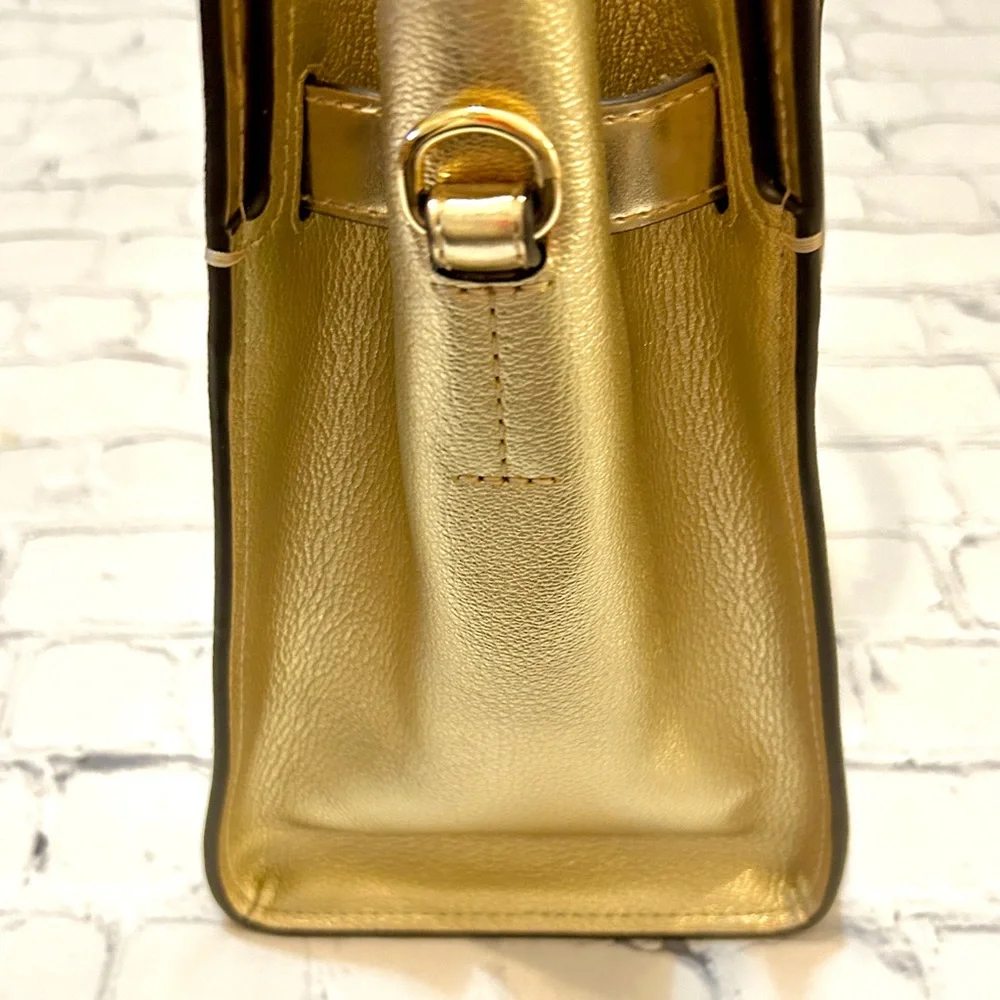 New Michael Kors Gold Satchel With Optional Crossbody - Picture 7 of 15